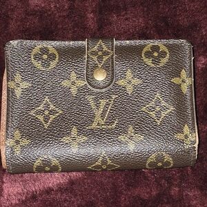 Louis Vuitton Brown Monogram Canvas Wallet with Gold Accents